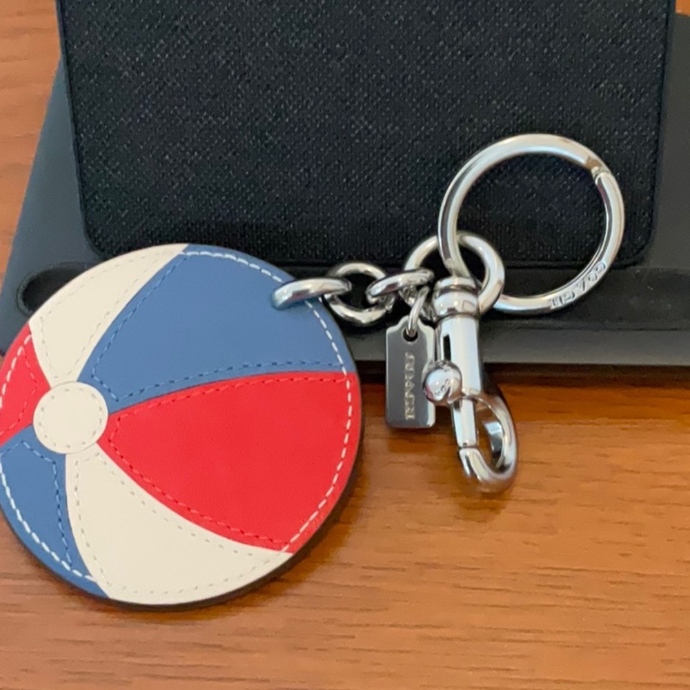 Coach Leather Beachball Bag Charm Keychain - Picture 4 of 6